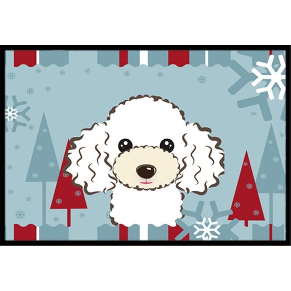 Carolines Treasures Winter Holiday White Poodle Indoor and Outdoor Mat- 18 x 27 in. BB1753MAT